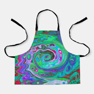 Retro Green, Red und Magenta Abstrakt Groovy Swirl Schürze