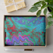 Retro Green, Red und Magenta Abstrakt Groovy Swirl Seidenpapier (Geschenk)