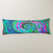 Retro Green, Red und Magenta Abstrakt Groovy Swirl Seitenschläferkissen (Rückseite)