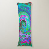 Retro Green, Red und Magenta Abstrakt Groovy Swirl Seitenschläferkissen (Vorderseite Vertikal)