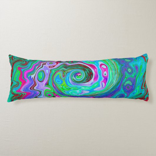 Retro Green, Red und Magenta Abstrakt Groovy Swirl Seitenschläferkissen (Vorderseite)