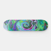 Retro Green, Red und Magenta Abstrakt Groovy Swirl Skateboard (Horizontal)