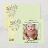 Retro Green Script Baby Foto Geburtsankündigung Dankeskarte (Vorne/Hinten)