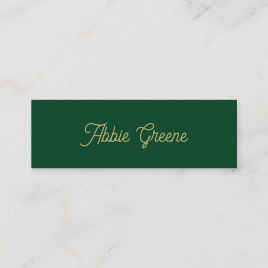 Retro Green Script Modern Mini Visitenkarte (Vorderseite)