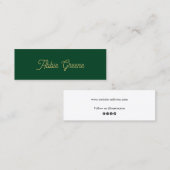Retro Green Script Modern Mini Visitenkarte (Vorne/Hinten)