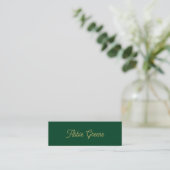 Retro Green Script Modern Mini Visitenkarte (Stehend Vorderseite)