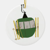 Retro Green Ski Lift - Snowboarden Keramik Ornament (Vorne)