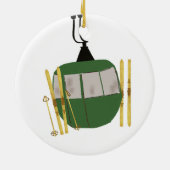 Retro Green Ski Lift - Snowboarden Keramik Ornament (Hinten)