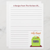 Retro Green Stove Moderne Küche Rezept Papier (Vorne/Hinten)