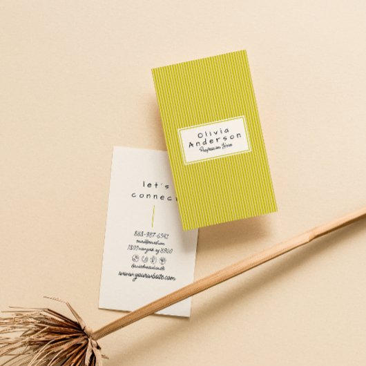Retro Green Stripes Trendy Modern Funky Fun Visitenkarte