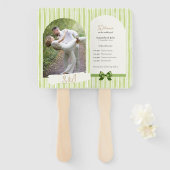 Retro Green Stripes Wedding Ceremony Program Fan Fächer (Vorne und Hinten)