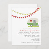 Retro Green Trailer Hochzeit Einladung (Vorne/Hinten)