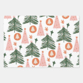 Retro Green Trees Pattern Christmas Holiday Geschenkpapier Set (Vorderseite 3)