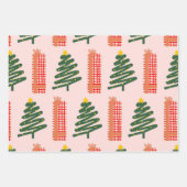Retro Green Trees Pattern Christmas Holiday Geschenkpapier Set (Vorderseite)