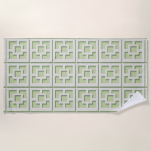 Retro Green Trellis Beach Handtuch