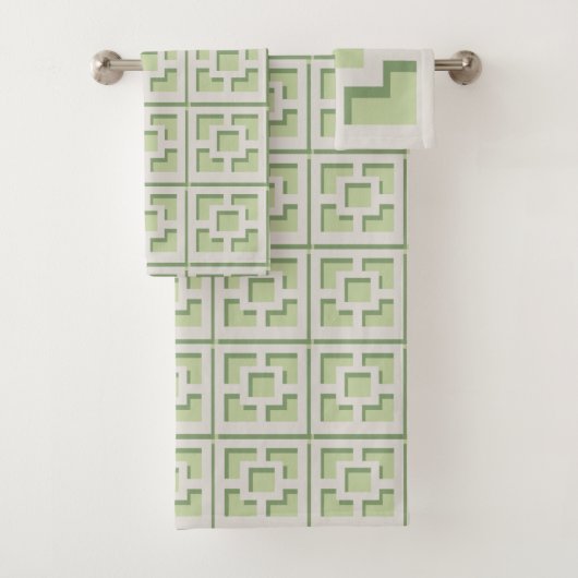 Retro Green Trellis Handtuch Badhandtuch Set (Insitu)