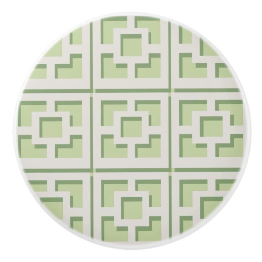 Retro Green Trellis Keramik Pull Keramikknauf (Vorderseite)