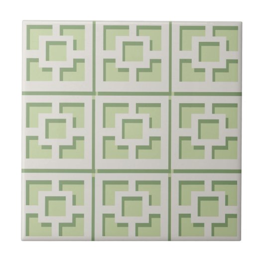 Retro Green Trellis Keramik Tile Fliese (Vorderseite)