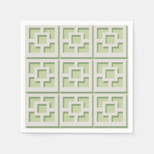 Retro Green Trellis Paper Napkin Serviette (Vorderseite)