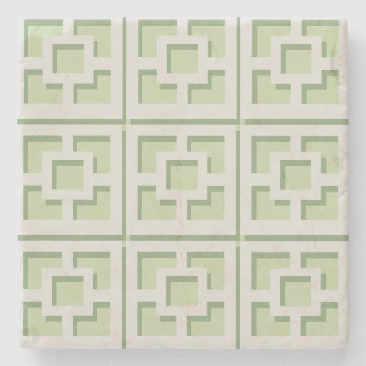 Retro Green Trellis Stone Untersetzer (Vorderseite)