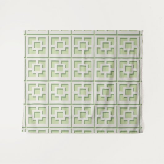 Retro Green Trellis Tapestry Wandteppich (Vorderseite (Horizontal))