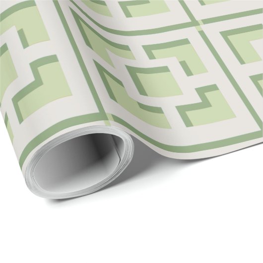 Retro Green Trellis Wrapping Paper Geschenkpapier (Rolleneckpunkt)