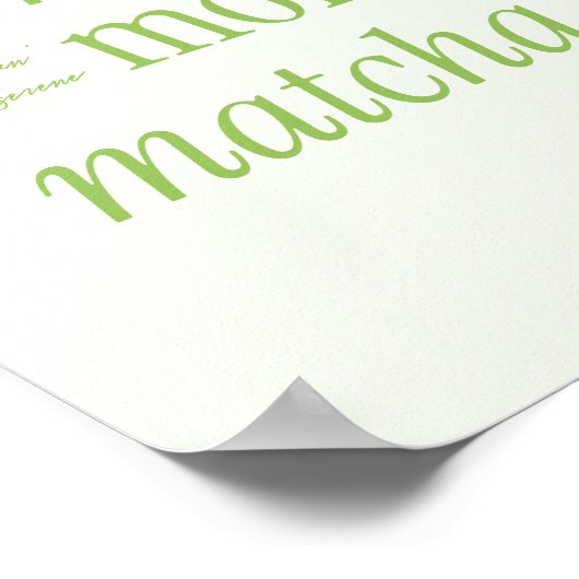 Retro Green Typografy 'Drink More Matcha' Poster (Ecke)