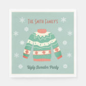 Retro Green Ugge Christmas Sweater Party Snowflake Serviette (Vorderseite)