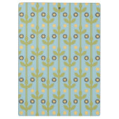 Retro Green und Blue Niedlich Folksfloral Muster Klemmbrett (Rückseite)