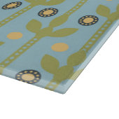 Retro Green und Blue Niedlich Folksfloral Muster Schneidebrett (Ecke)