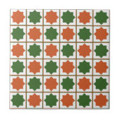 Retro Green und Burnt Orange Islamic Geometric Pat Fliese (Vorderseite)