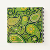 Retro Green und Gelb Paisley Monogram Notizblock (Rückseite)