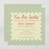 Retro Green und Melon Dot Einladung (Vorne/Hinten)