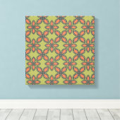 Retro Green und Orange Abstrakt Floral Muster Leinwanddruck (Insitu (Holzboden))
