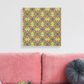 Retro Green und Orange Abstrakt Floral Muster Leinwanddruck (Insitu (Wohnzimmer))