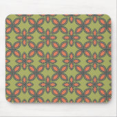 Retro Green und Orange Abstrakt Floral Muster Mousepad (Vorne)