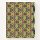 Retro Green und Orange Abstrakt Floral Muster Notizblock (Rückseite)