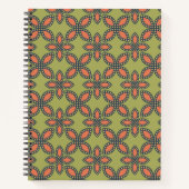 Retro Green und Orange Abstrakt Floral Muster Notizblock (Vorderseite)
