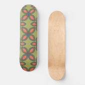 Retro Green und Orange Abstrakt Floral Muster Skateboard (Vorderseite)