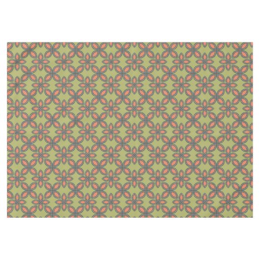 Retro Green und Orange Abstrakt Floral Muster Tischdecke (Vorderseite (Horizontal))