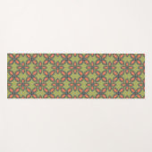 Retro Green und Orange Abstrakt Floral Muster Yogamatte (Vorderseite (Horizontal))