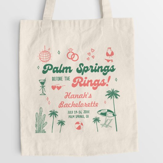 Retro Green und Pink Palm Spring Bachelorette Tragetasche