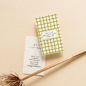 Retro Green Wavy Checkered Trendy Boho Funky Visitenkarte