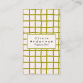 Retro Green Wavy Checkered Trendy Boho Funky Visitenkarte (Vorderseite)