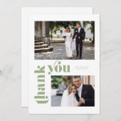 Retro Green Wedding Dankeschön Card Einladung (Vorne/Hinten)