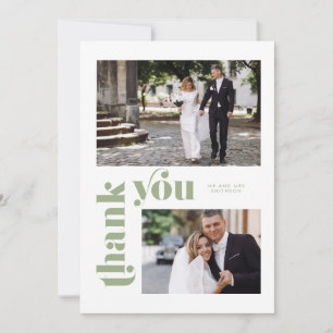 Retro Green Wedding Dankeschön Card Einladung