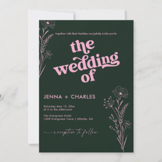 Retro Green Wedding Invitation Einladung