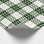 Retro Green White Christmas New Year Tartan Karier Geschenkpapier (Ecke)