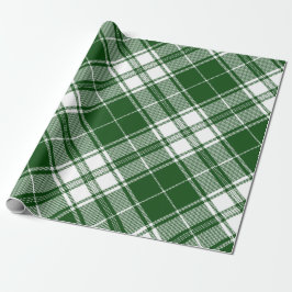Retro Green White Christmas New Year Tartan Karier Geschenkpapier