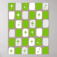 Retro Green & White Sternexplosionen Poster